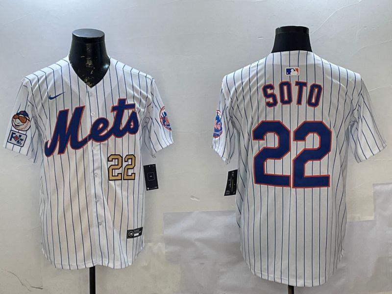 Men New York Mets #22 Soto White Stripe Game 2025 Nike MLB Jersey style 3->new york mets->MLB Jersey